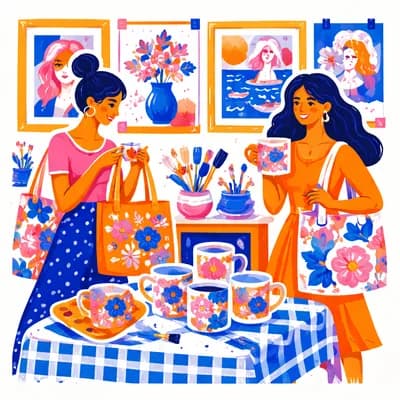 Exposition -vente Peinture, sacs et mugs
