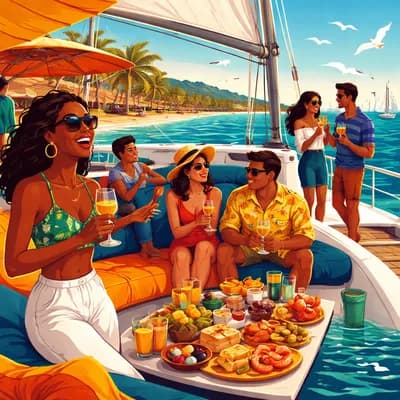 Croisière apéritif en catamaran au coucher du soleil