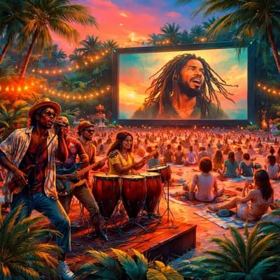 CREA - CINEphémère cinéma en plein air : Projection du film "Bob Marley, One love" précédée du Concert du groupe "Basherz" (Caribbean Swing & Pop Reggae Soul).