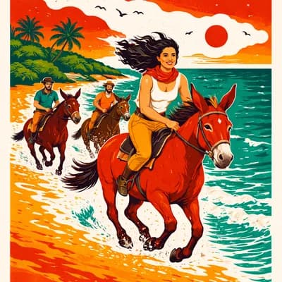 balade sur la plage à dos de mules