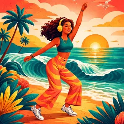 Danse ta vague coucher du soleil ~ Danse libre avec casque audio face a l'océan