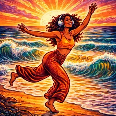Danse ta vague coucher du soleil ~ Danse libre avec casque audio face à l'océan