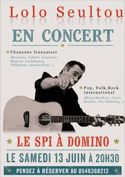 Concert de « lolo seul tout »: chansons françaises et pop folk rock.