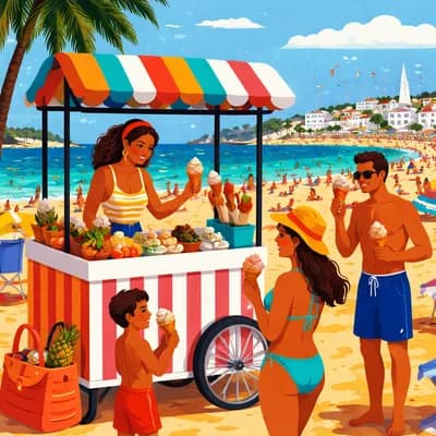 Vente de glaces artisanales sur la plage de la Grande Conche à Royan