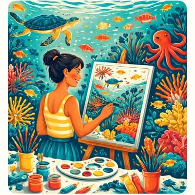 Atelier jeune peintre - Paysages sous-marins