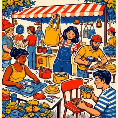 Atelier gratuit sur la récupération sur le stand Human Reborn au marché de St Denis D’oleron