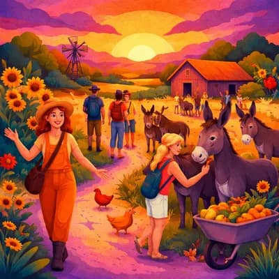 Visite guidée au coucher du soleil à la Ferme aux Anes
