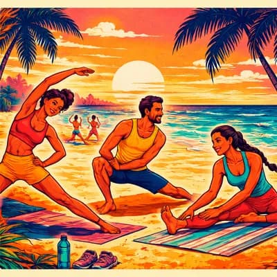 Étirements & mobilité, sur la plage
