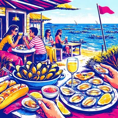 Eglade de moules, huîtres naturelles et incroyable vue sur mer à La Cabane Au Drapeau