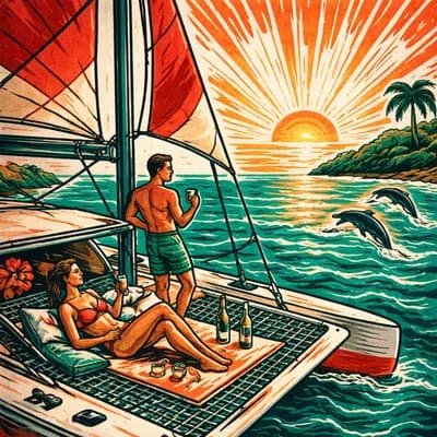 Lever de soleil en catamaran
