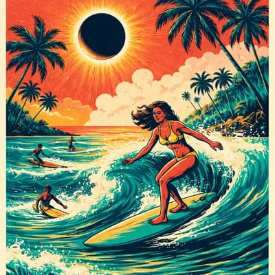 Sunset Surf & Éclipse Solaire !