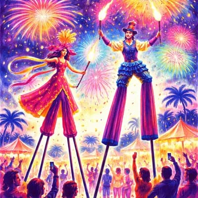 spectacle de feux / spectacles grand échasse