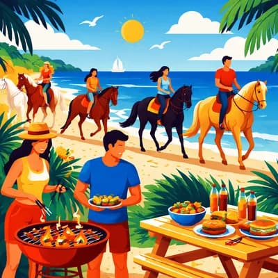 rando cheval plage pour cavaliers avec Bbq