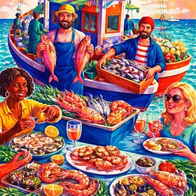 Vente poissons en directe du bateau et dégustation fruits de mer