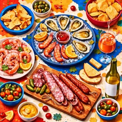 Apéro fruits de mer et saucissons