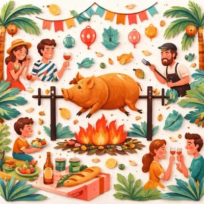 Cochon à la broche à la Trinquette