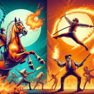 Spectacle équestre et spectacle de feu