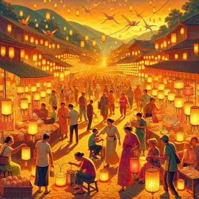 Vente de lampions et retraite aux flambeaux organisee par l'association les portes en fête