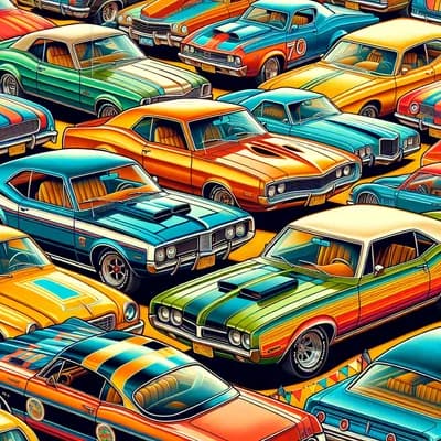 Rassemblement de voitures 70's