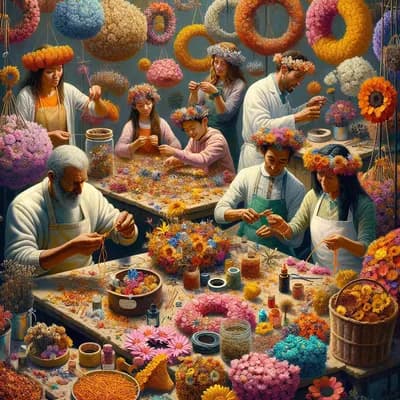 Atelier de création de couronnes de fleurs séchées