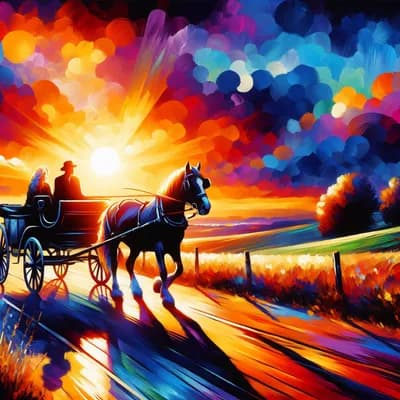 Coucher de soleil en calèche