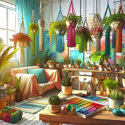 Atelier macramé suspension à plantes