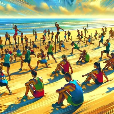 Séance de sport sur la plage🏖️ sous forme de circuit training 💪