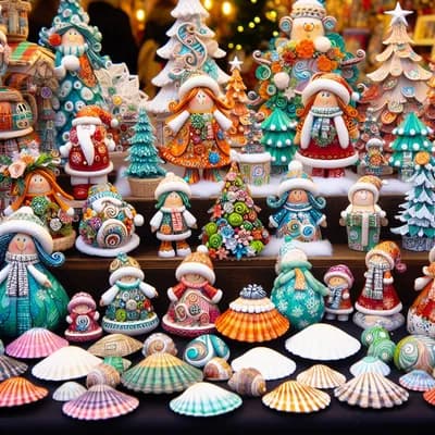 Créations en poches à huîtres recyclées Marché de Noël de St Georges