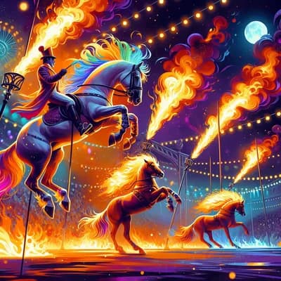 Spectacle équestre et spectacle de feu