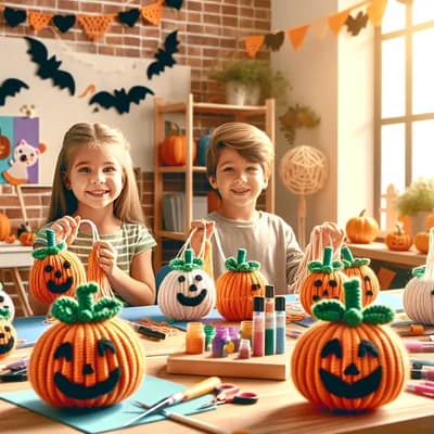 Atelier créatif Halloween Macramé Enfants + 7 ans : Citrouilles Mignonne