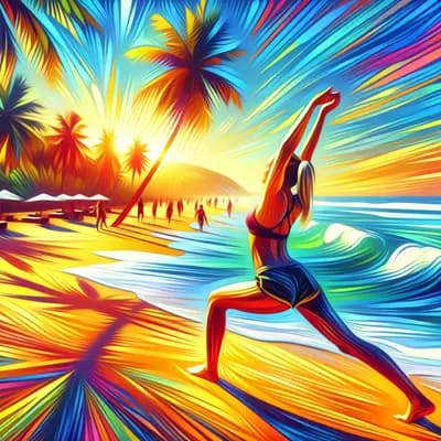 Stretching sur la plage