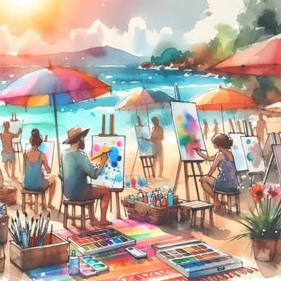 Cours d'aquarelle sur la plage