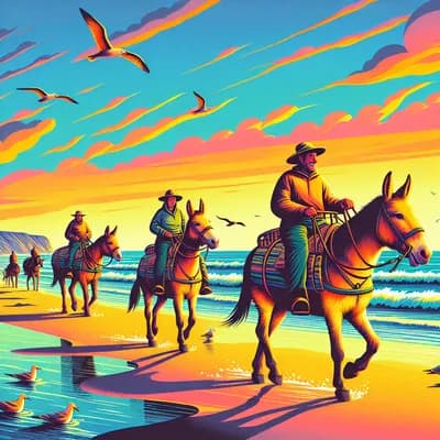 Balade sur la plage à dos de mule