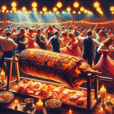 Soirée dansante et jambon à la broche