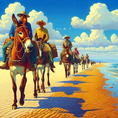 Balade sur la plage à dos de mule