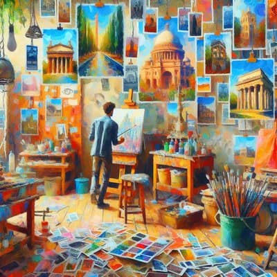 Atelier jeune peintre - Monuments de cartes postales
