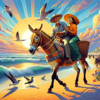 Balade en selle sur la plage avec nos mules